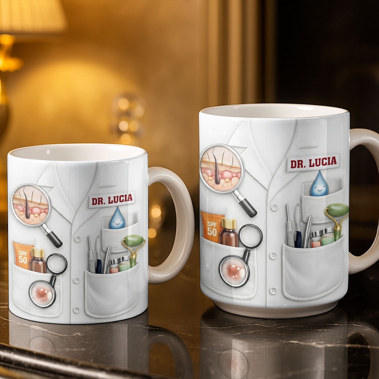 Customize With Name and Specialty, Doctor's Coat and Medical Equipment