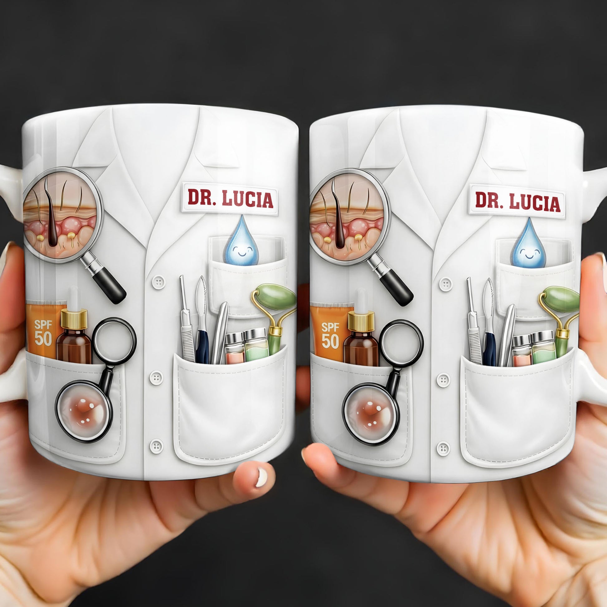 Customize With Name and Specialty, Doctor's Coat and Medical Equipment