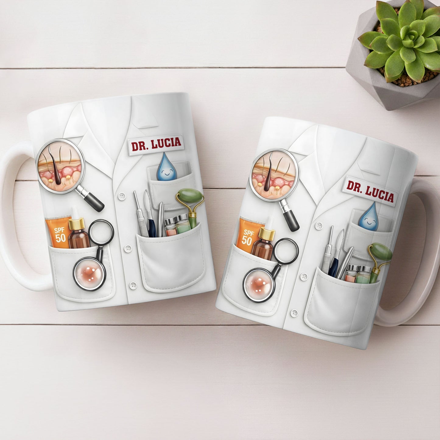 Customize With Name and Specialty, Doctor's Coat and Medical Equipment