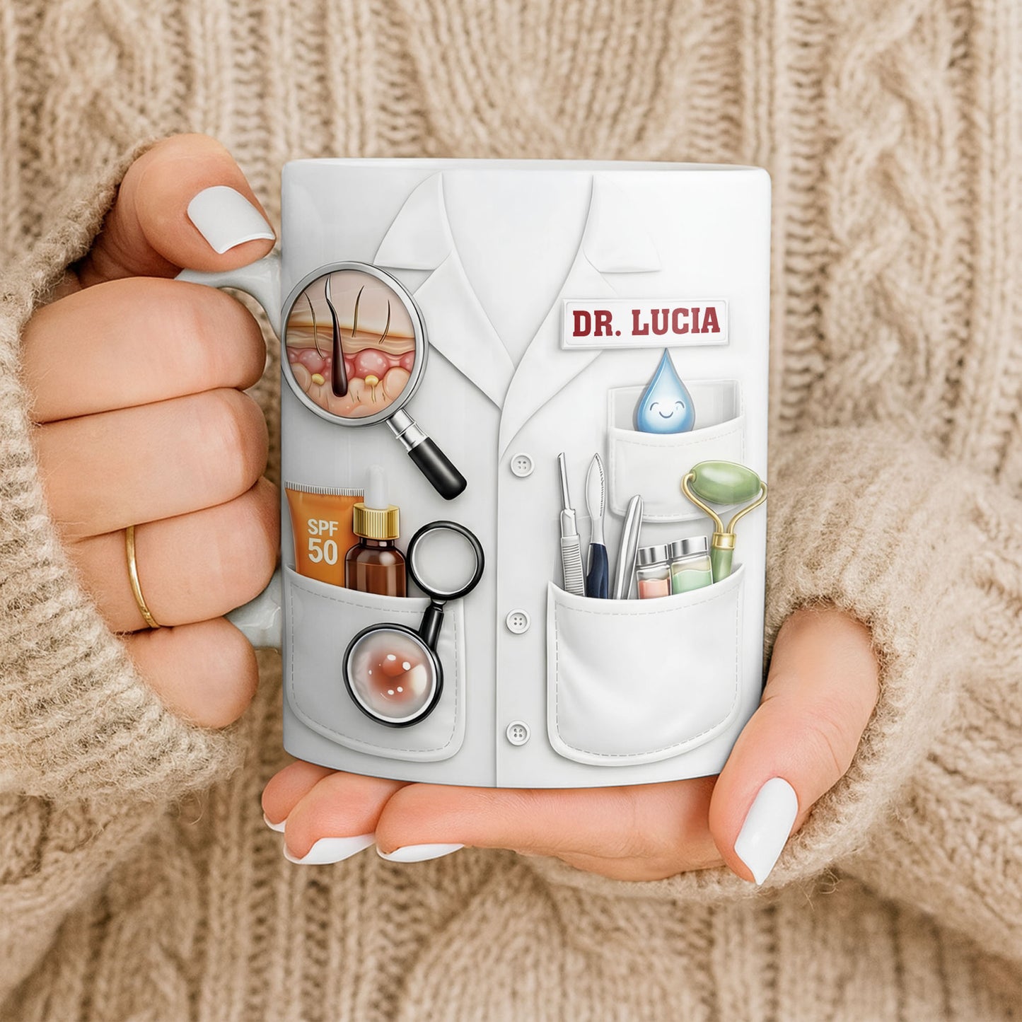 Customize With Name and Specialty, Doctor's Coat and Medical Equipment