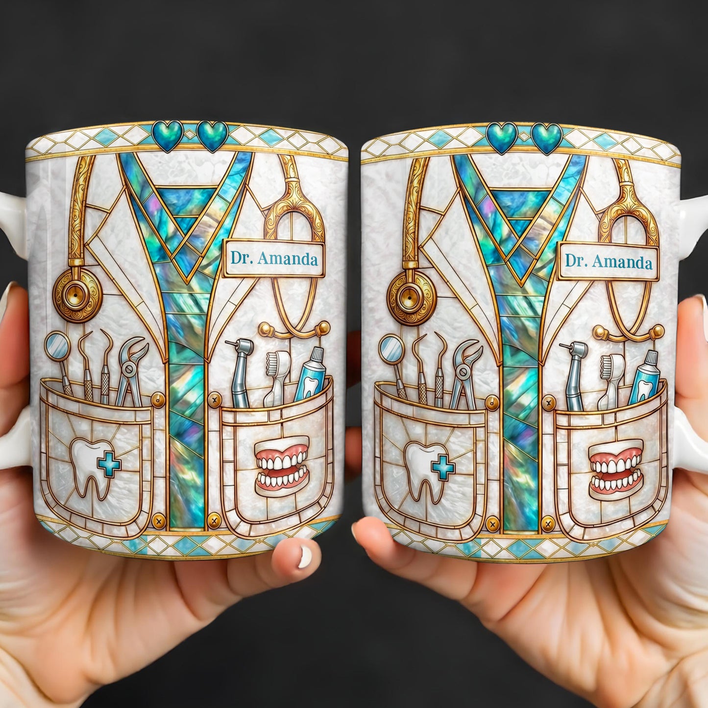 Unique Dentist-Themed Design With Essential Dental Tools