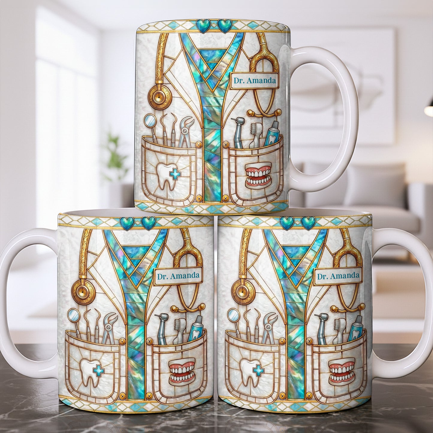 Unique Dentist-Themed Design With Essential Dental Tools