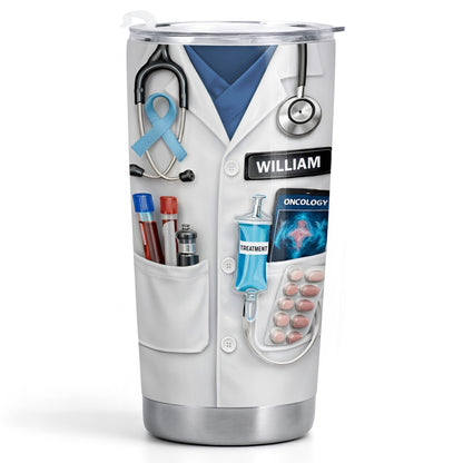 Oncology Treatment Medical Lab Coat Stethoscope Awareness Ribbon