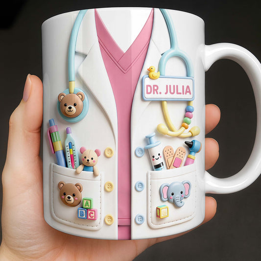 Dr. Personalized Pediatrician White Coat With Teddy Bear And Stethoscope