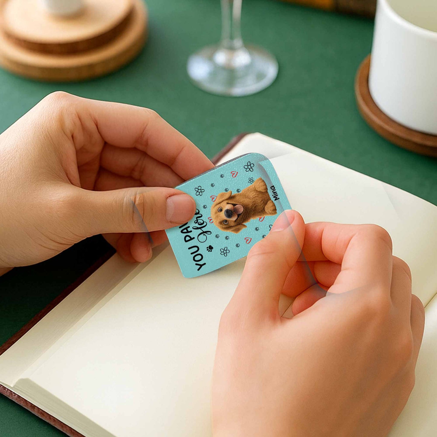 You Pawsed Right Here With Dog Illustration - Personalized Custom Leather Bookmark - DOG003_LBMARK