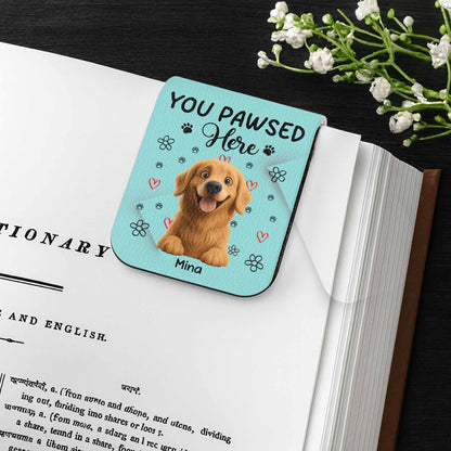 You Pawsed Right Here With Dog Illustration - Personalized Custom Leather Bookmark - DOG003_LBMARK