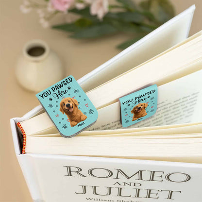 You Pawsed Right Here With Dog Illustration - Personalized Custom Leather Bookmark - DOG003_LBMARK