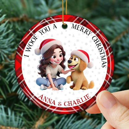 I Woof You A Merry Christmas Ornament