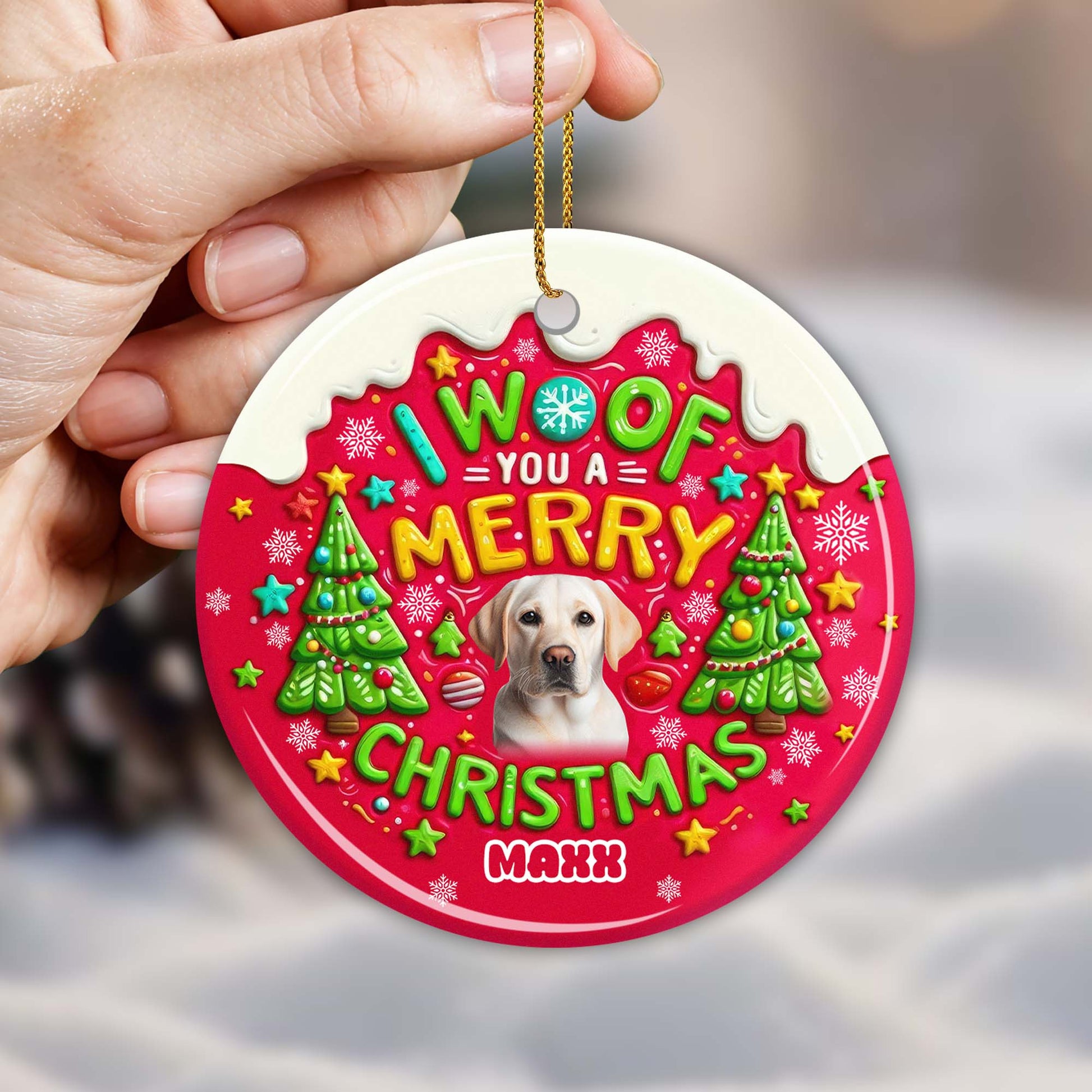 I Woof You A Merry Christmas Ornament