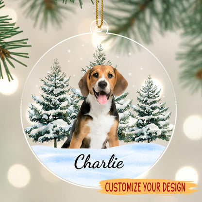 Cheerful Pup In Winter Wonderland Ornament - Personalized Custom Acrylic Ornament, Christmas Gift - DOG006_ACO