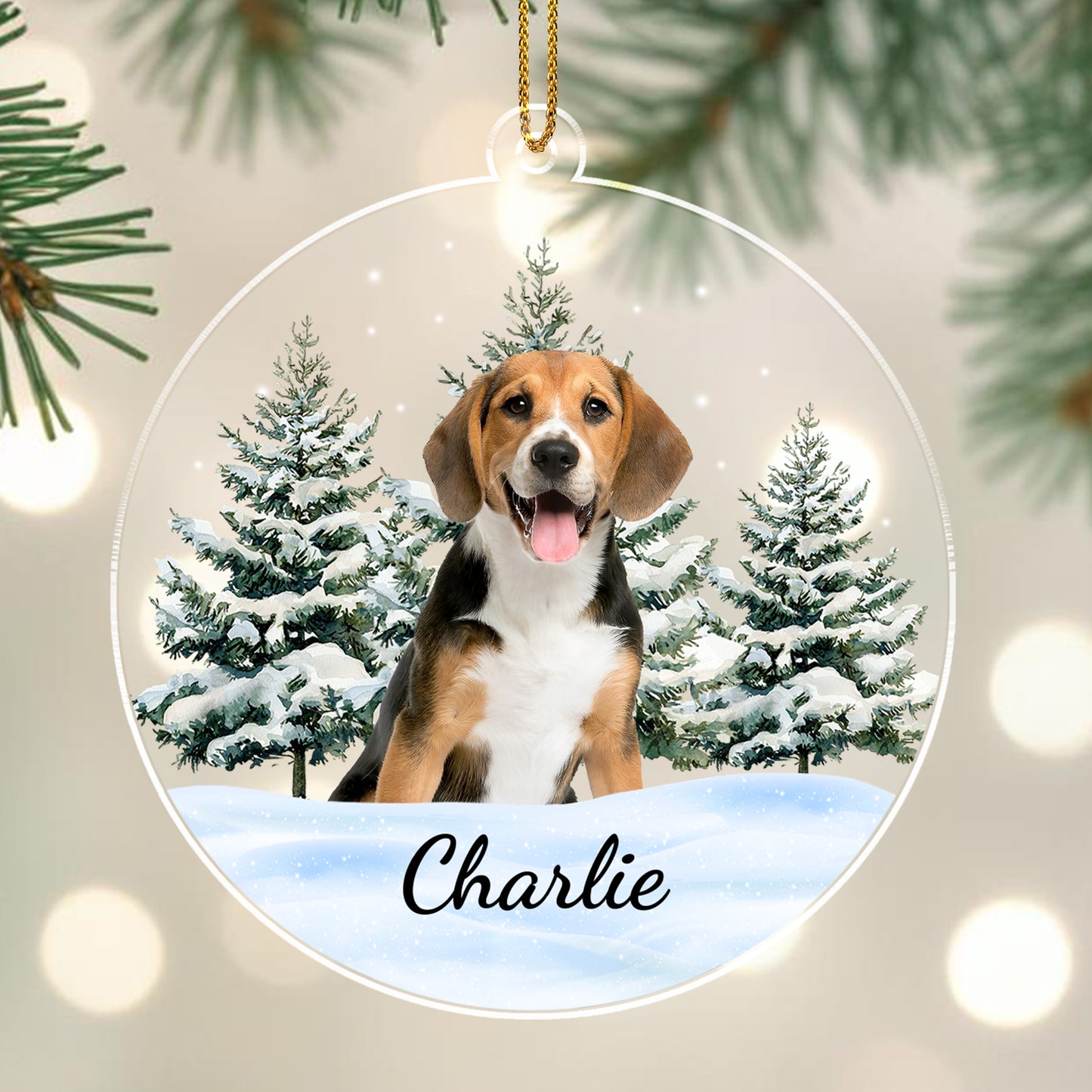 Cheerful Pup In Winter Wonderland Ornament - Personalized Custom Acrylic Ornament, Christmas Gift - DOG006_ACO