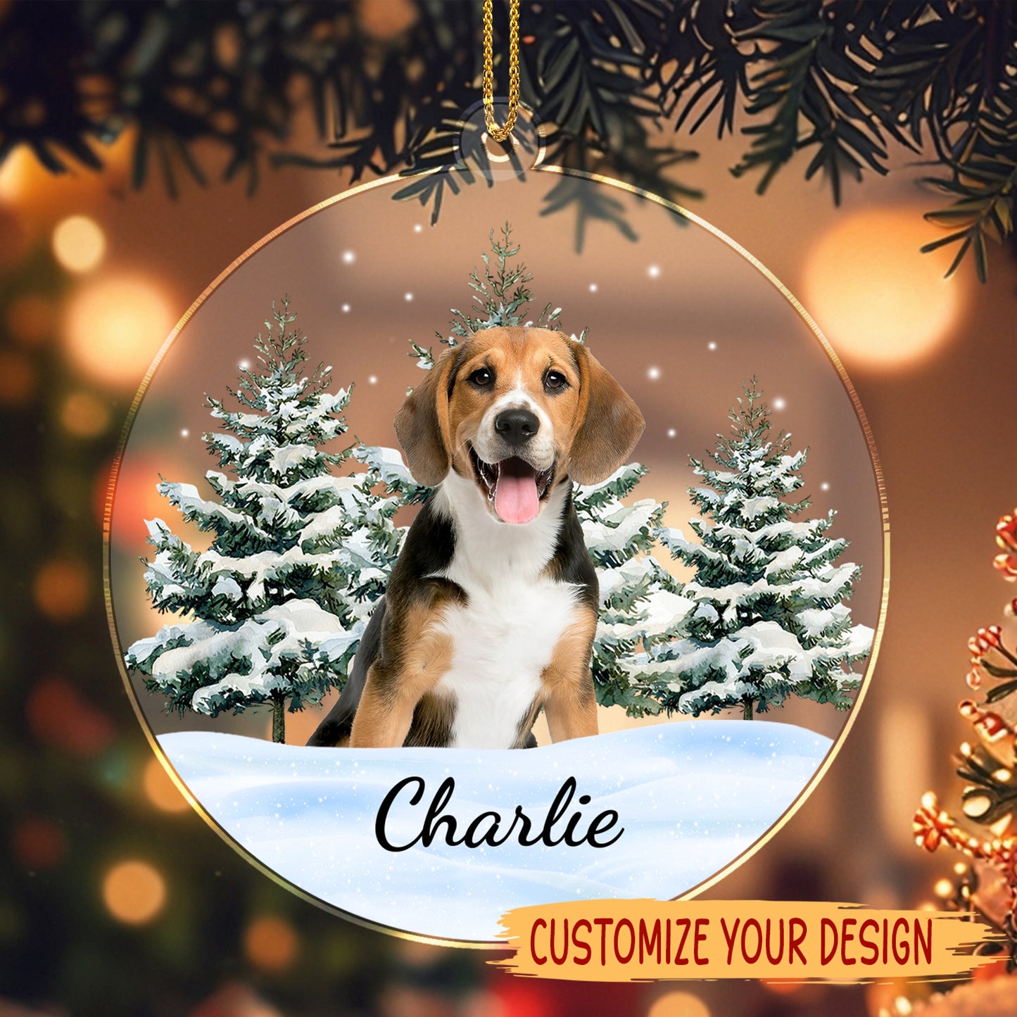 Cheerful Pup In Winter Wonderland Ornament - Personalized Custom Acrylic Ornament, Christmas Gift - DOG006_ACO