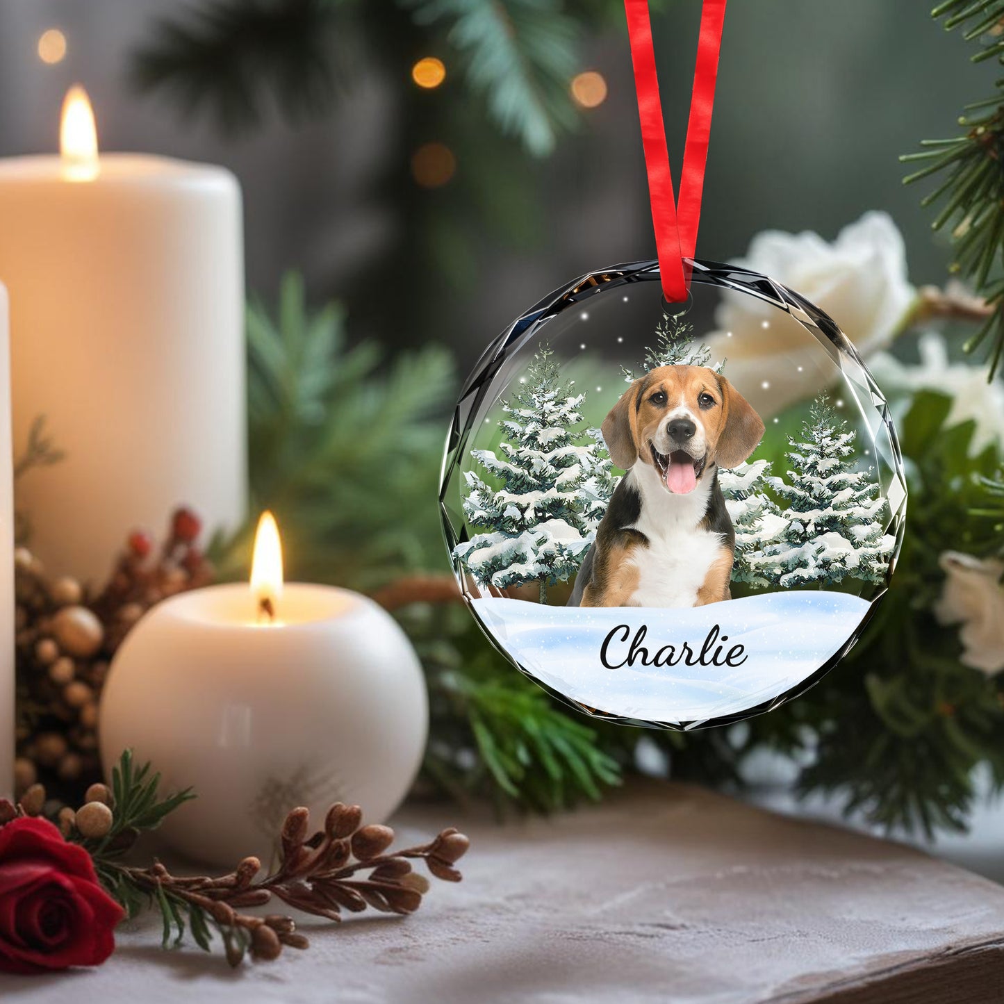 Cherish Every Moment With Your Furry Friend - Personalized Custom Circle Glass Ornament - DOG006_CGOR