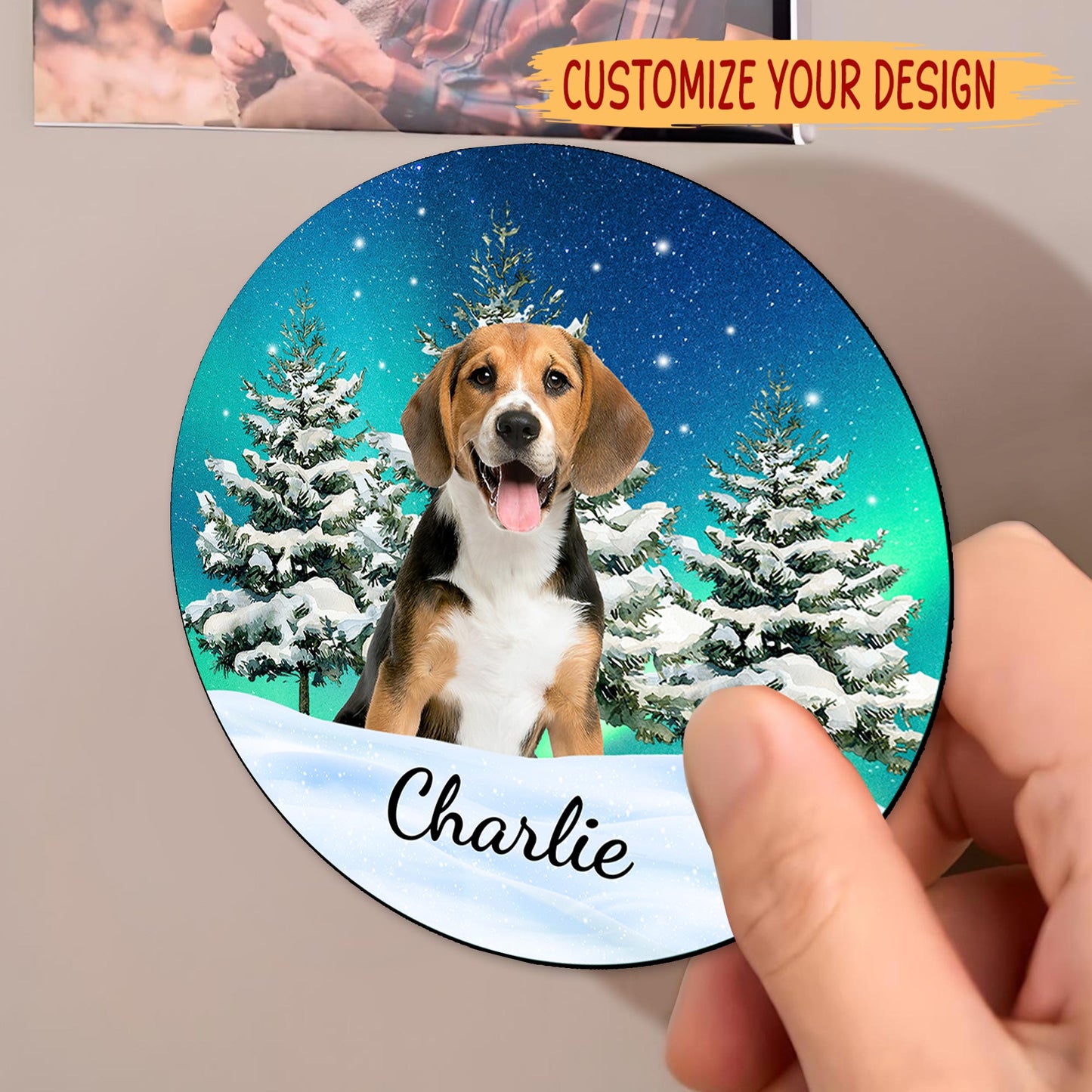 Snowy Winter Pet Lover Custom Magnet - Personalized Custom Fridge Magnet - DOG006_MAGN