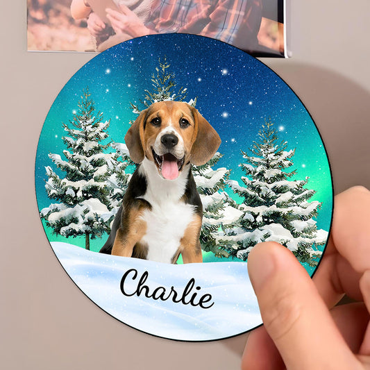 Snowy Winter Pet Lover Custom Magnet - Personalized Custom Fridge Magnet - DOG006_MAGN