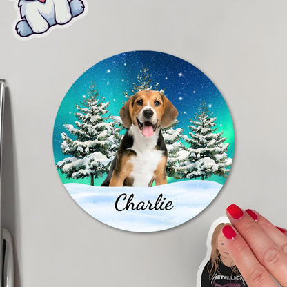 Snowy Winter Pet Lover Custom Magnet - Personalized Custom Fridge Magnet - DOG006_MAGN