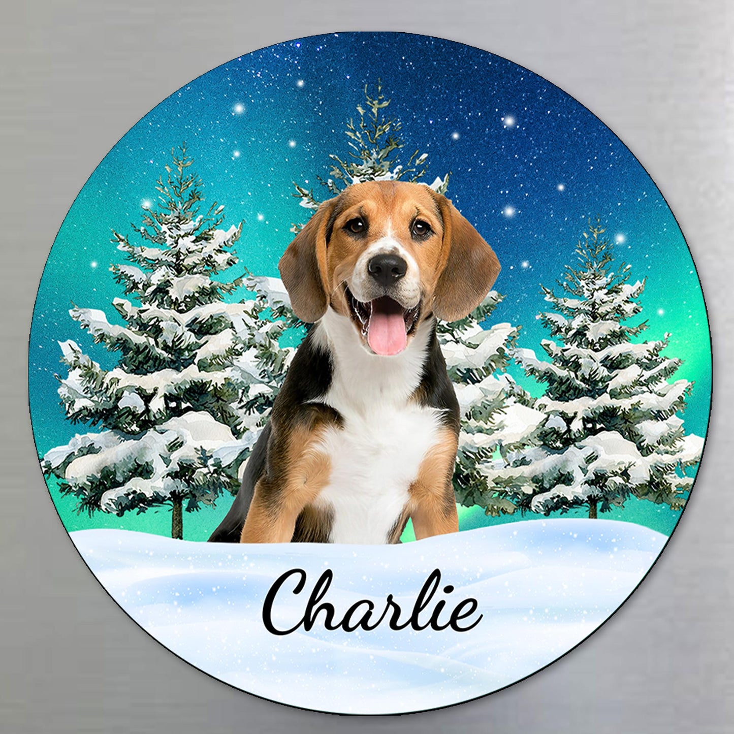 Snowy Winter Pet Lover Custom Magnet