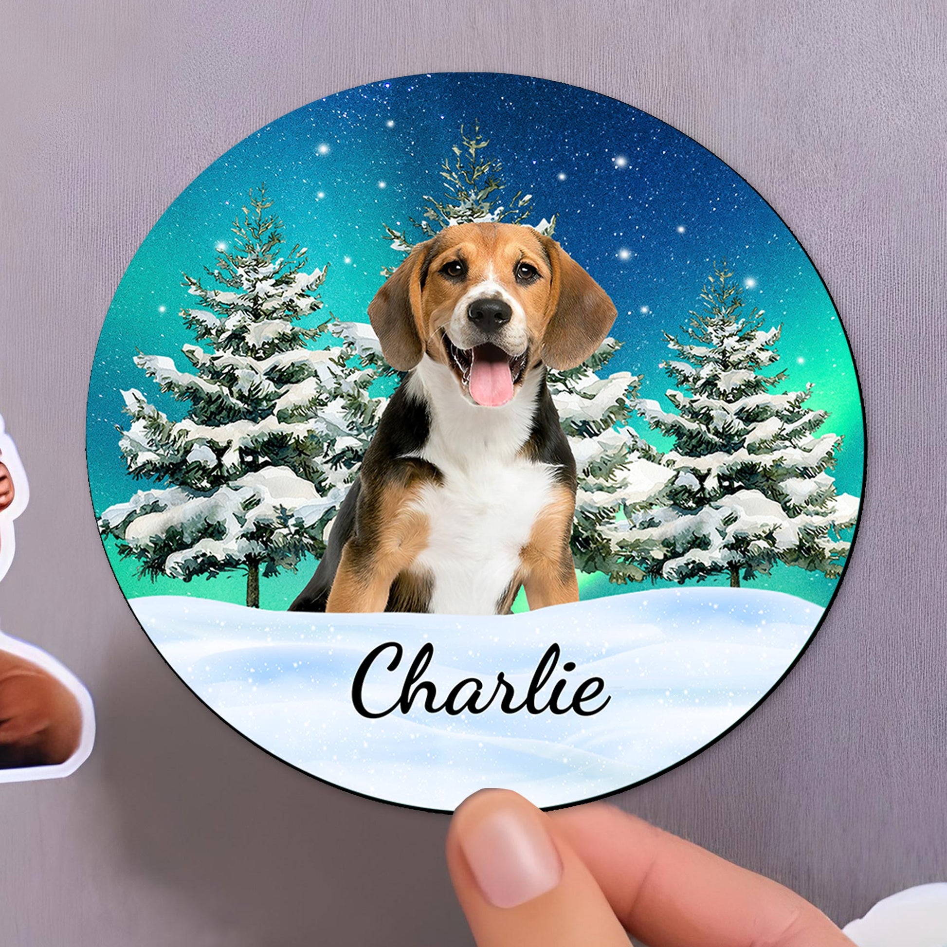 Snowy Winter Pet Lover Custom Magnet