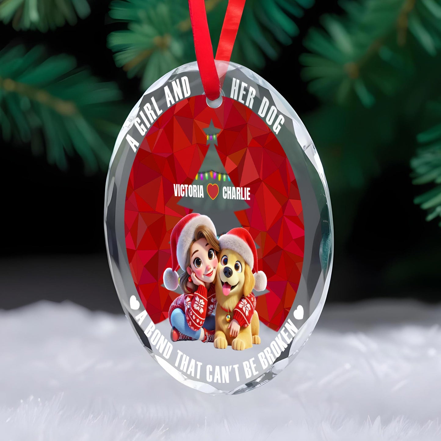 A Girl And Her Dog Unbreakable Bond Ornament