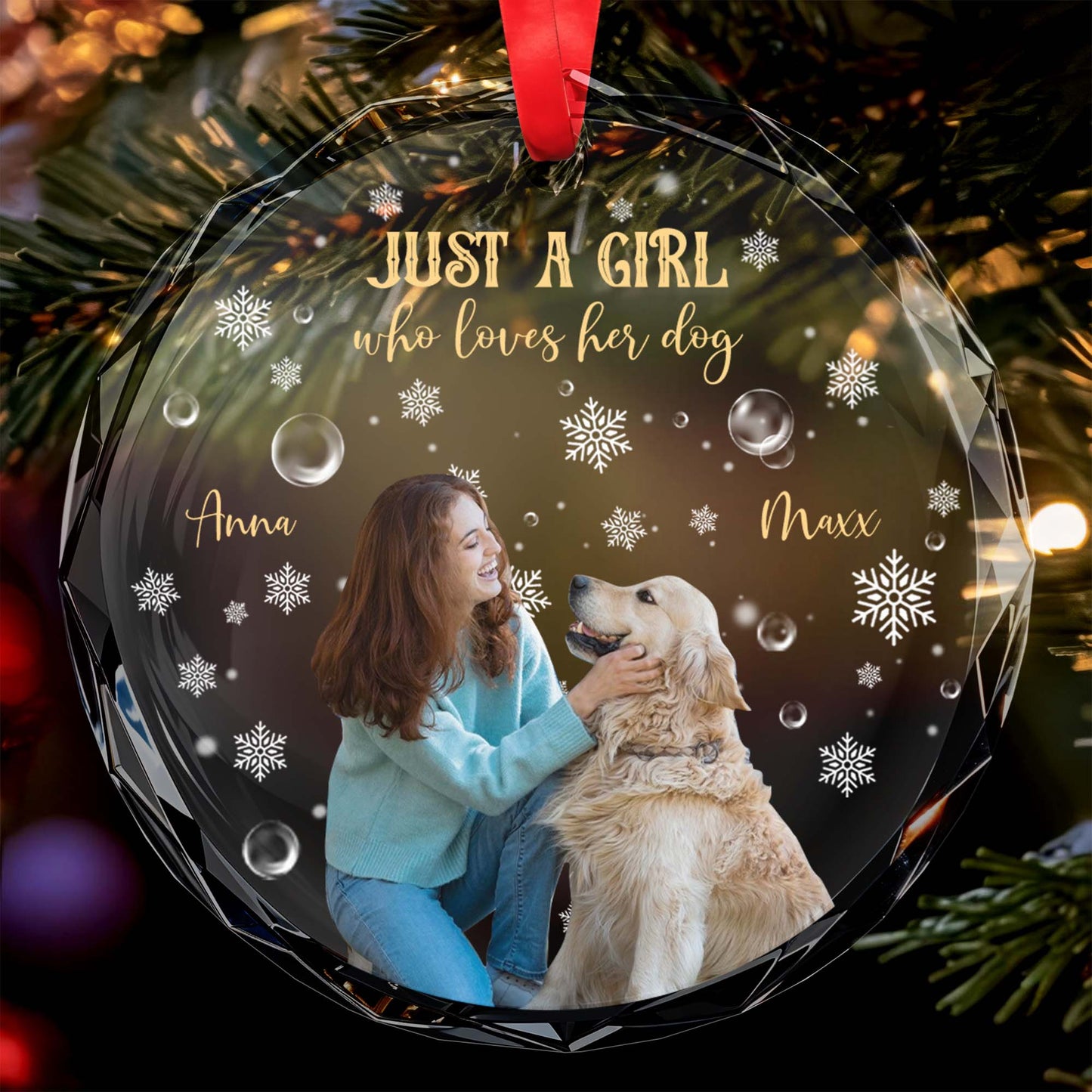 Just A Girl Who Loves Her Dog With Snowflakes Design