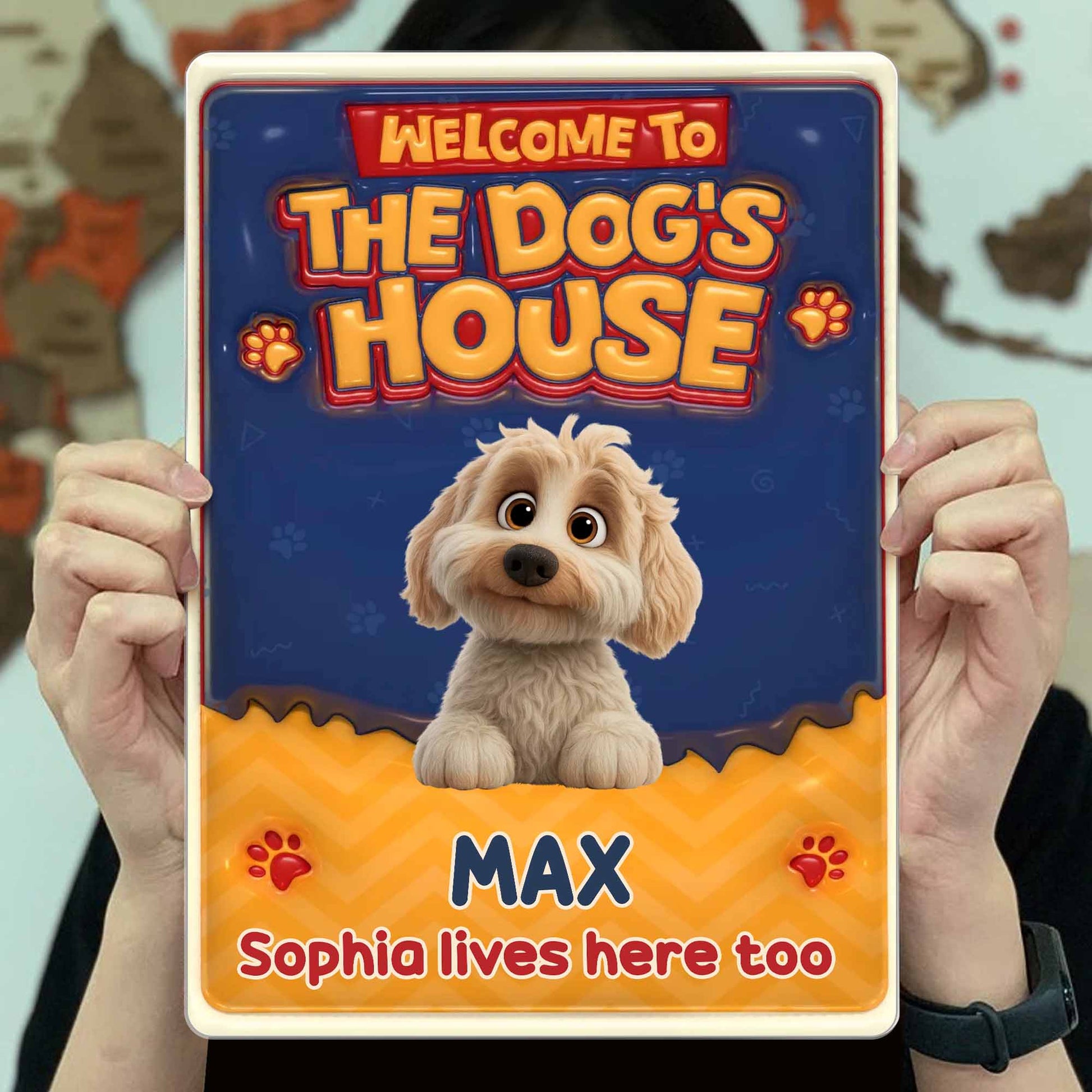 Welcome To The Dog's House With Paw Prints