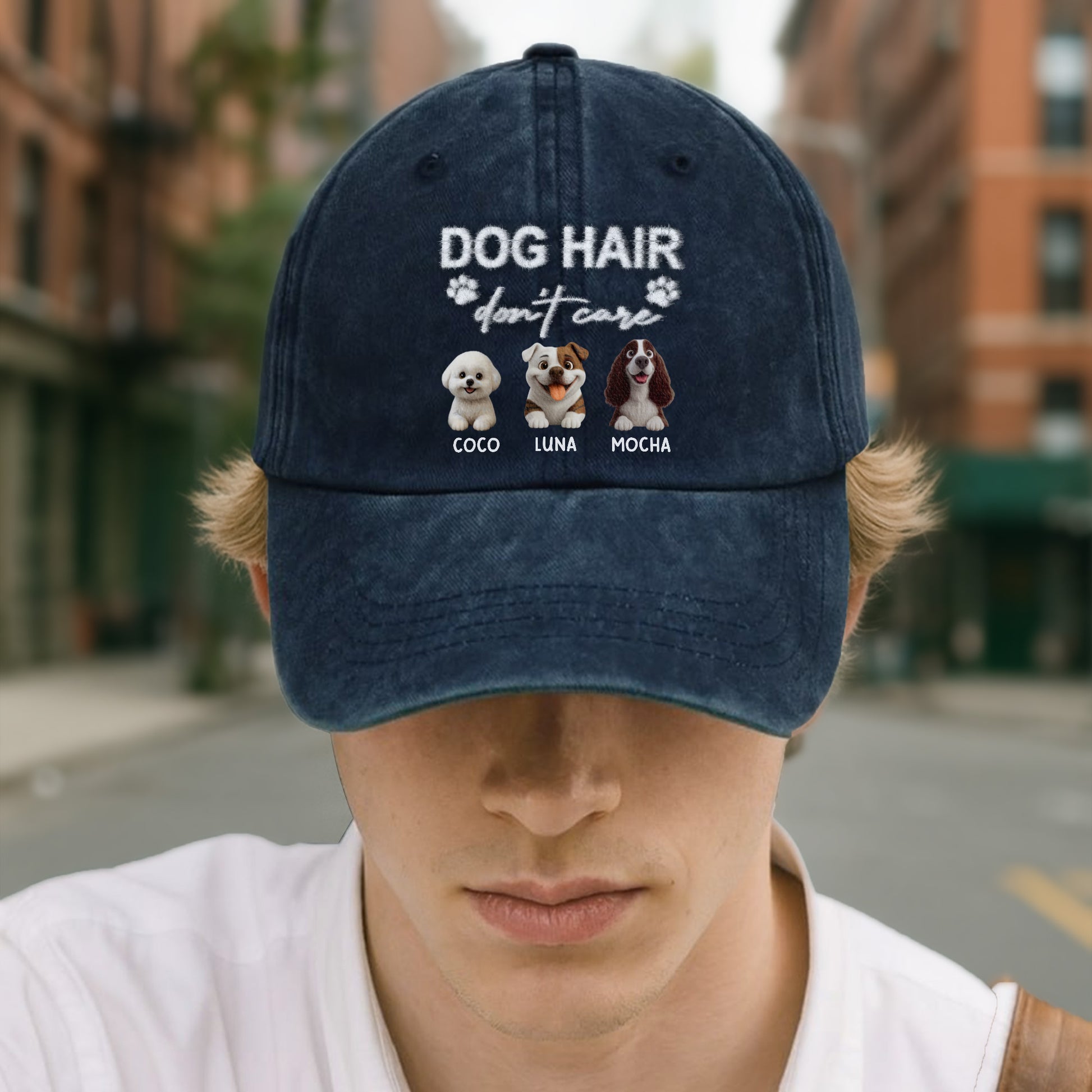 Dog Hair Don't Care With Cute Dogs And Paw Prints