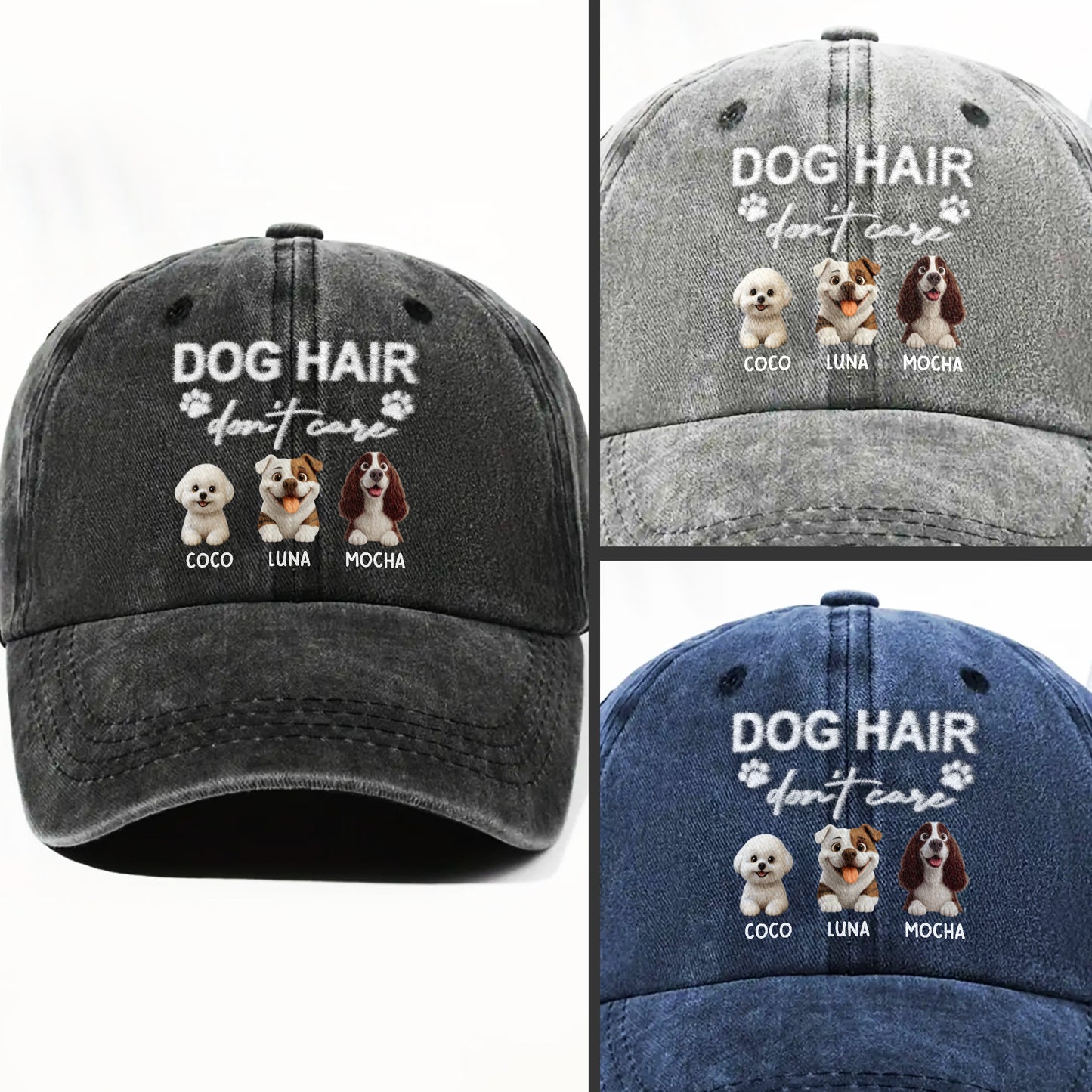 Dog Hair Don't Care With Cute Dogs And Paw Prints