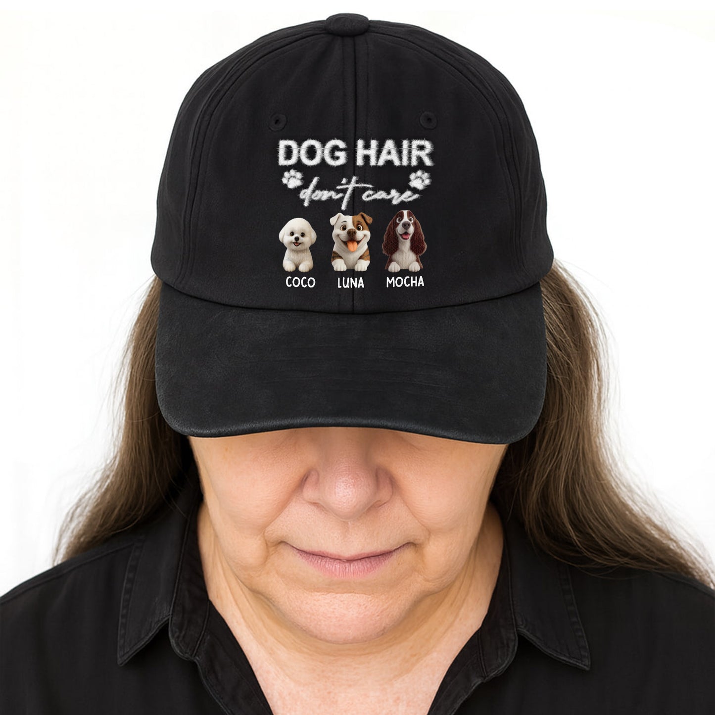 Dog Hair Don't Care With Cute Dogs And Paw Prints