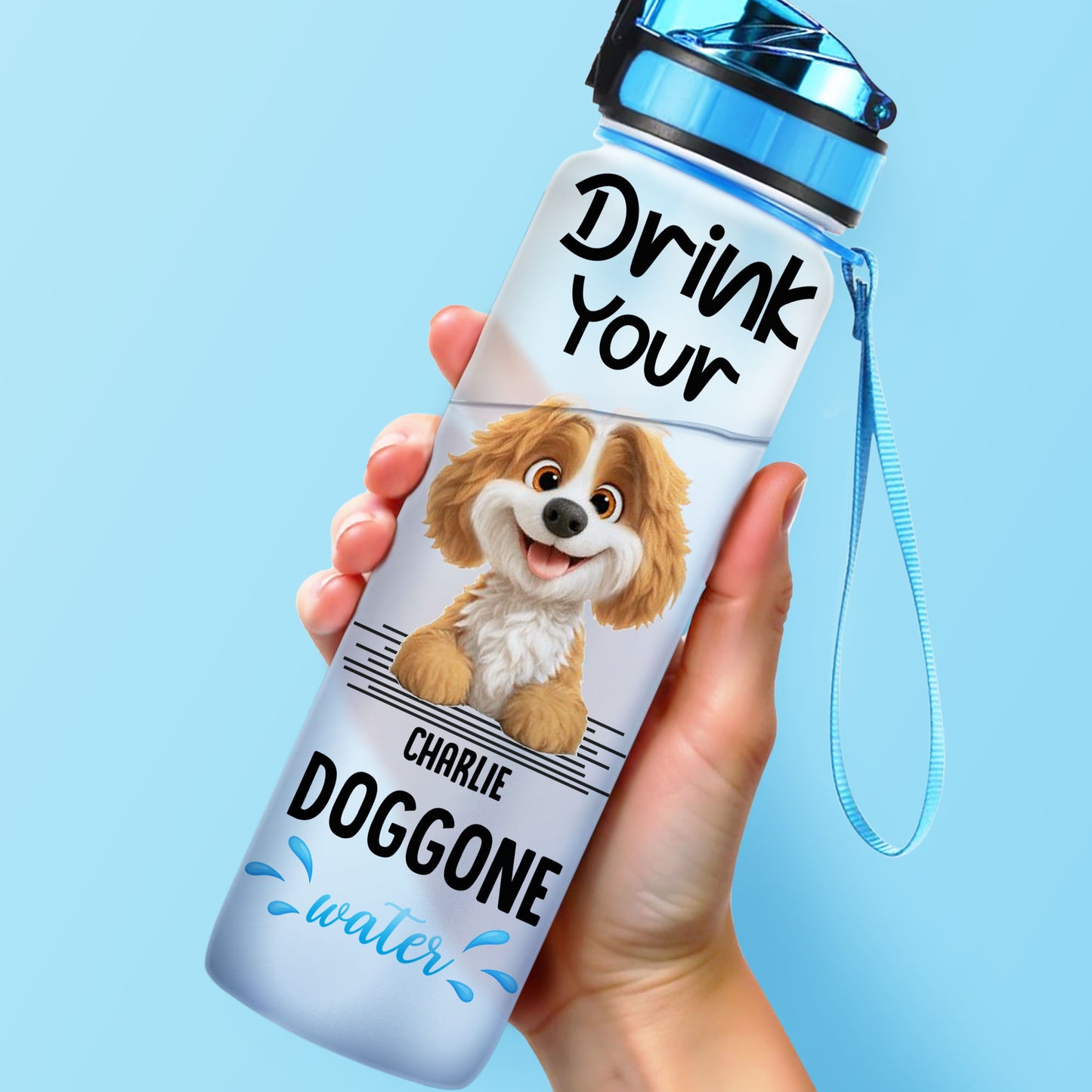 Drink Your Water, Refill Now, Dog And Paw Prints Design