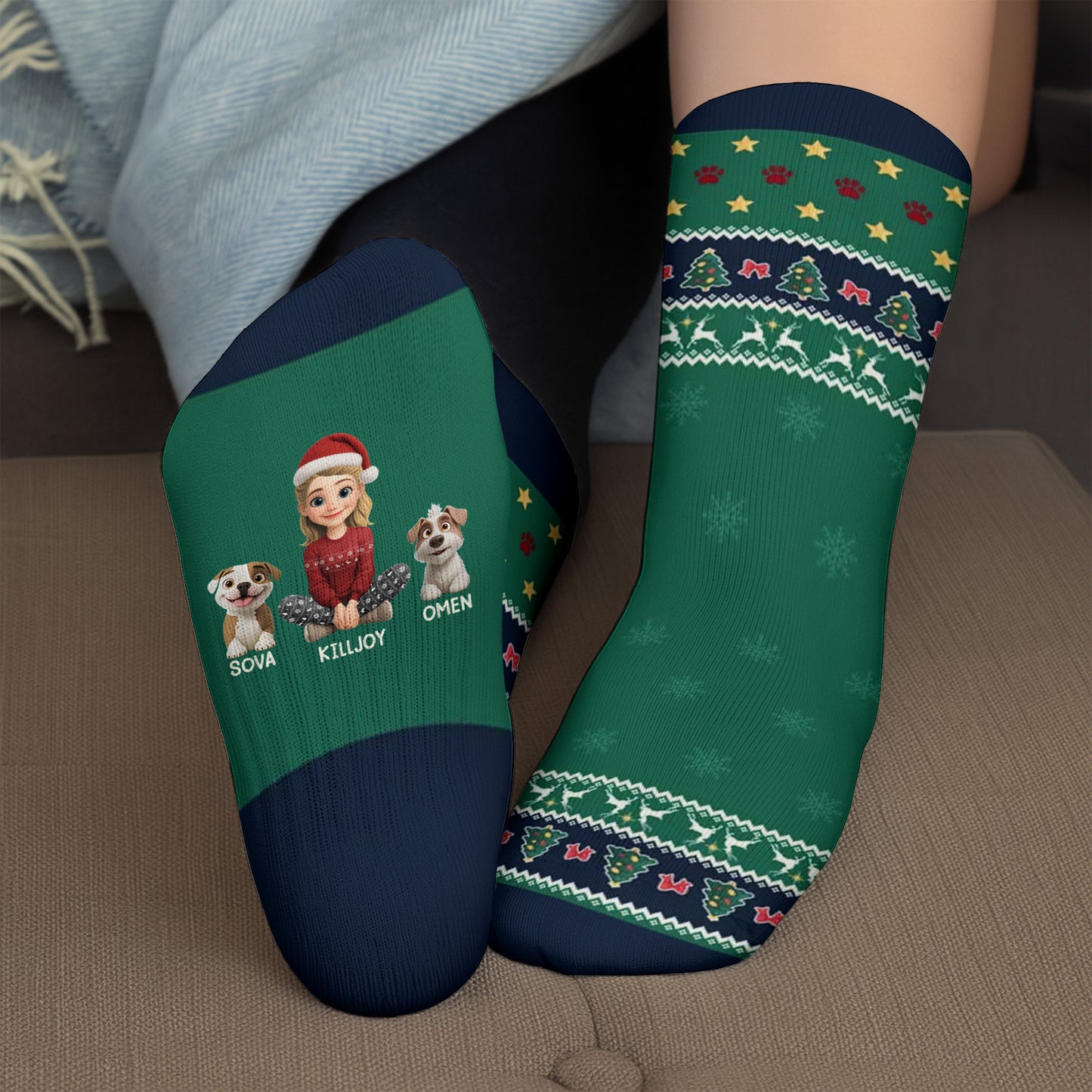 A Girl And Her Dogs, A Bond That Can't Be Broken - Personalized Crew Socks - DOG022_CSOCK