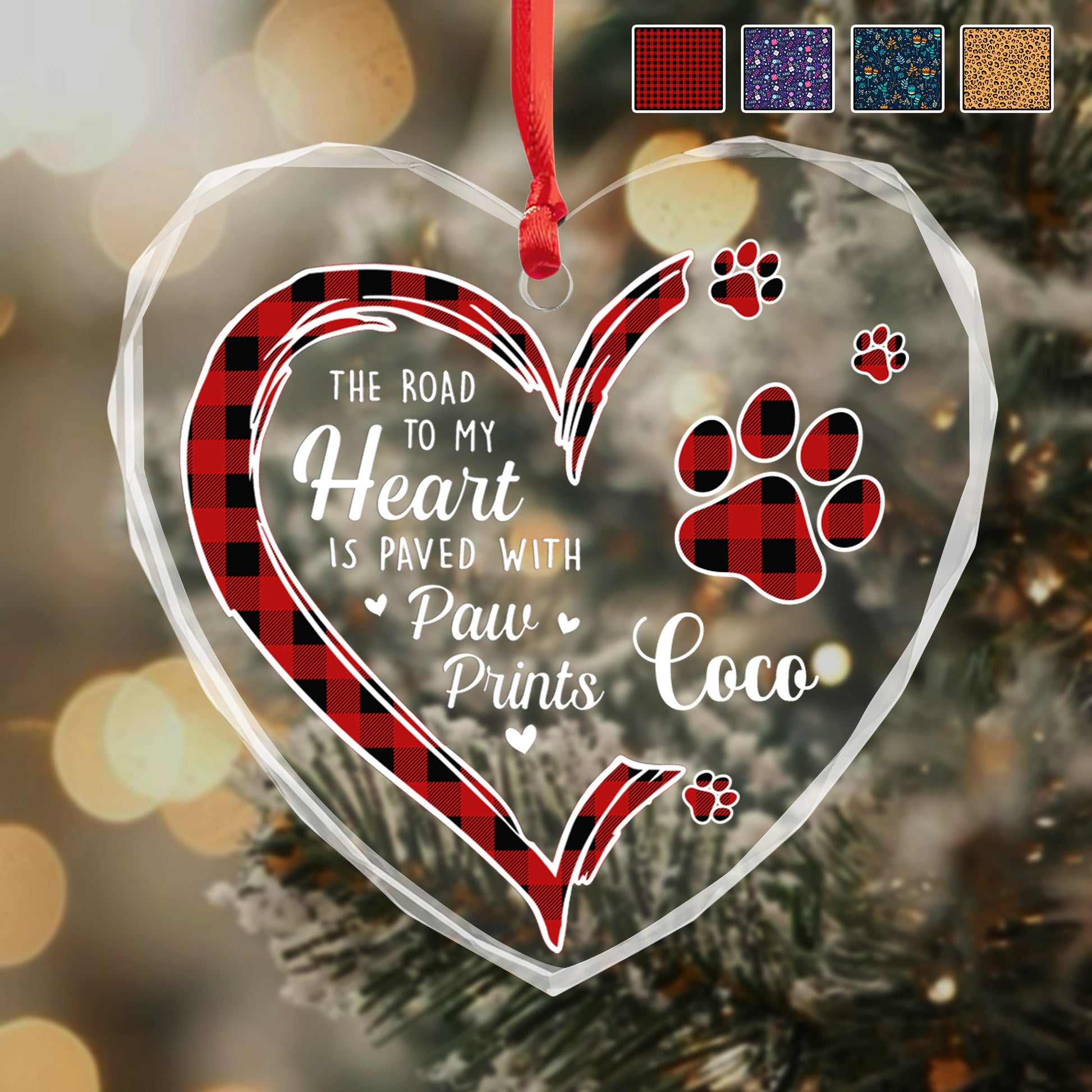 The Road To My Heart Paved With Paw Prints Heart Ornament