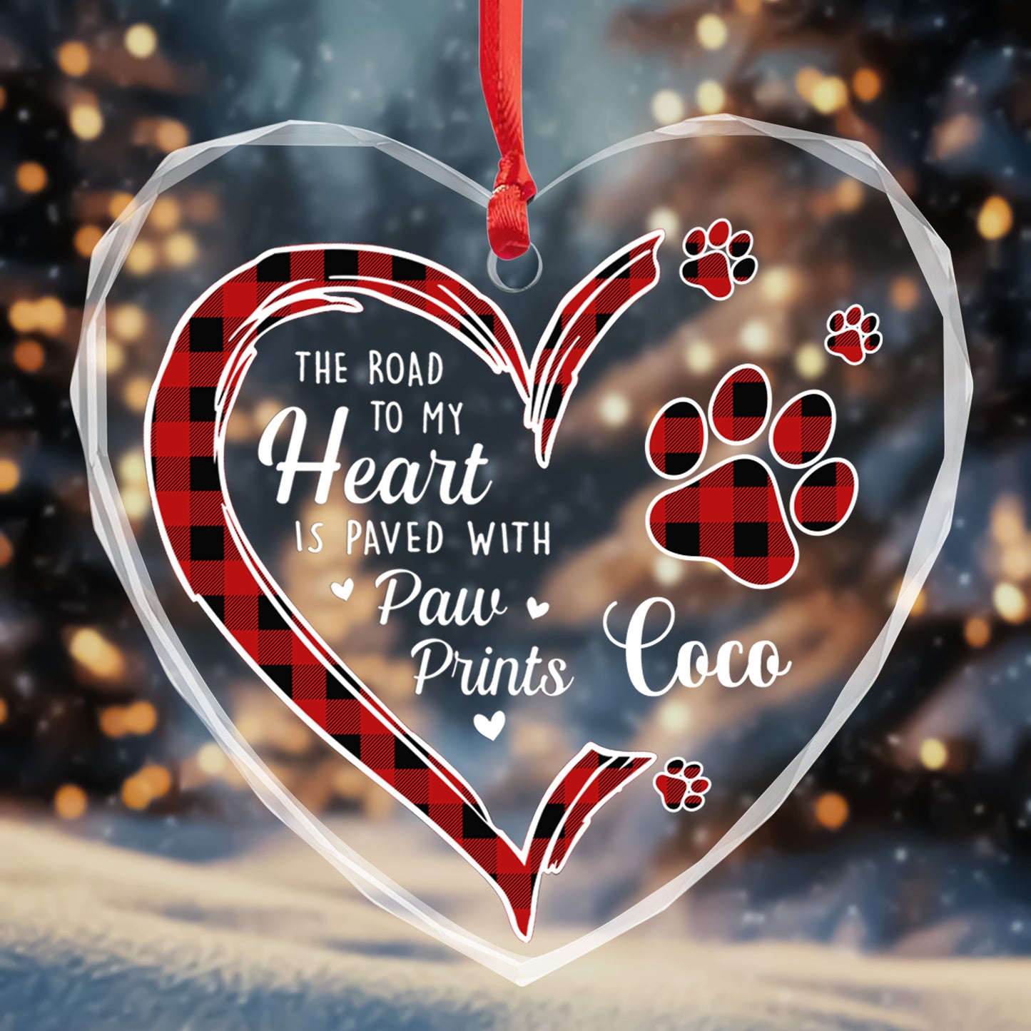 The Road To My Heart Paved With Paw Prints Heart Ornament