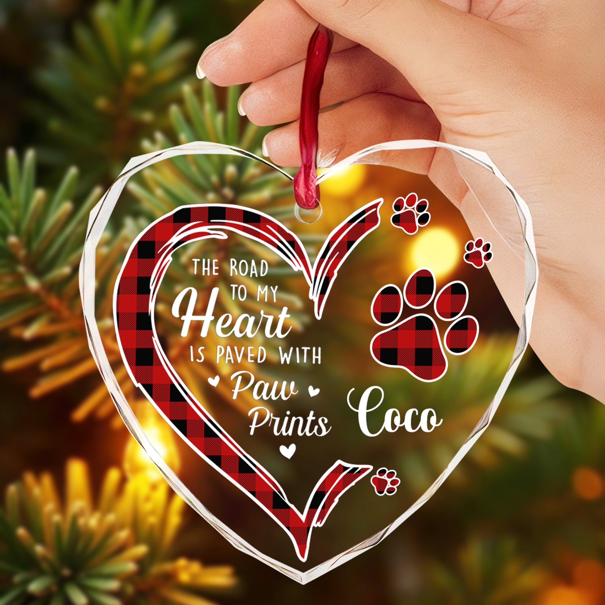 The Road To My Heart Paved With Paw Prints Heart Ornament