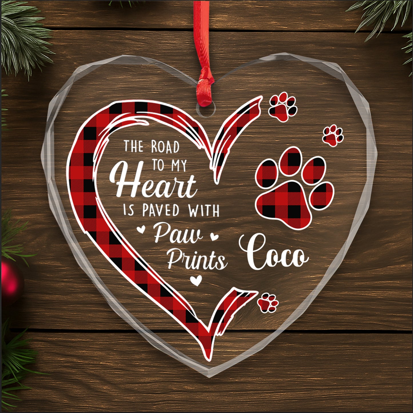 The Road To My Heart Paved With Paw Prints Heart Ornament