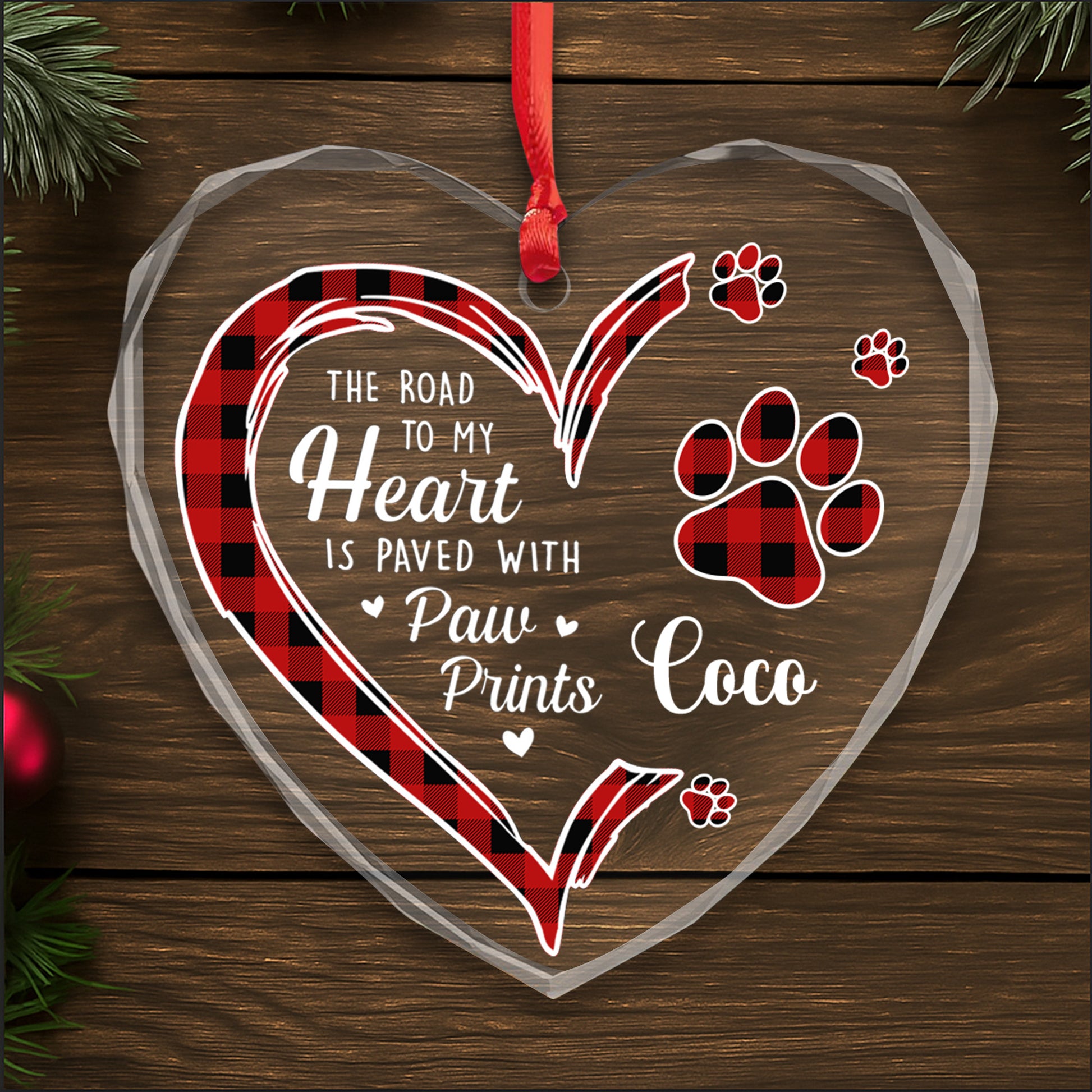 The Road To My Heart Paved With Paw Prints Heart Ornament