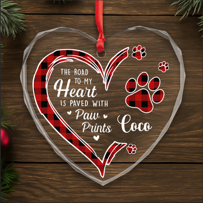 The Road To My Heart Paved With Paw Prints Heart Ornament