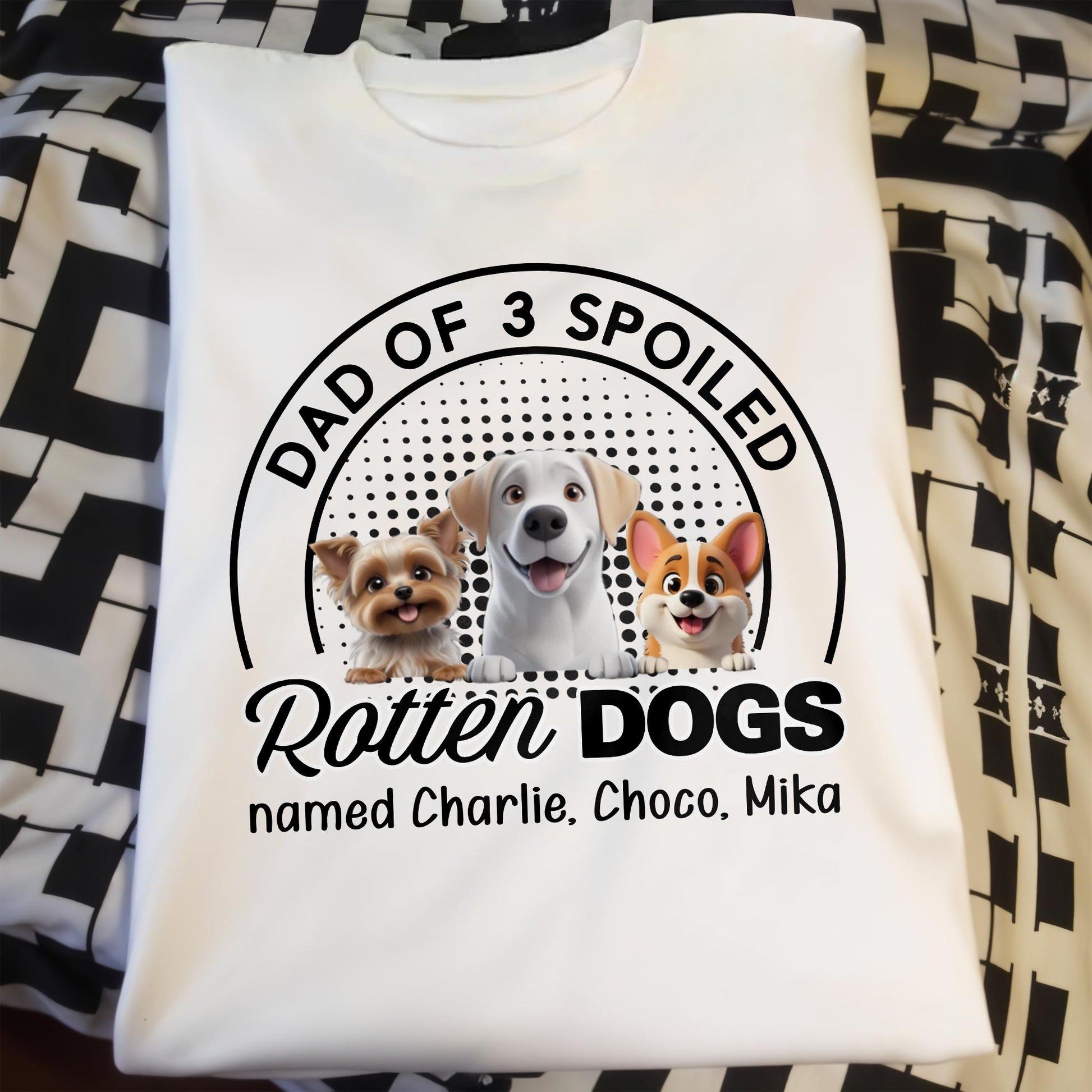 Dad Of 3 Spoiled Rotten Dogs Featuring Cute Dog Graphics