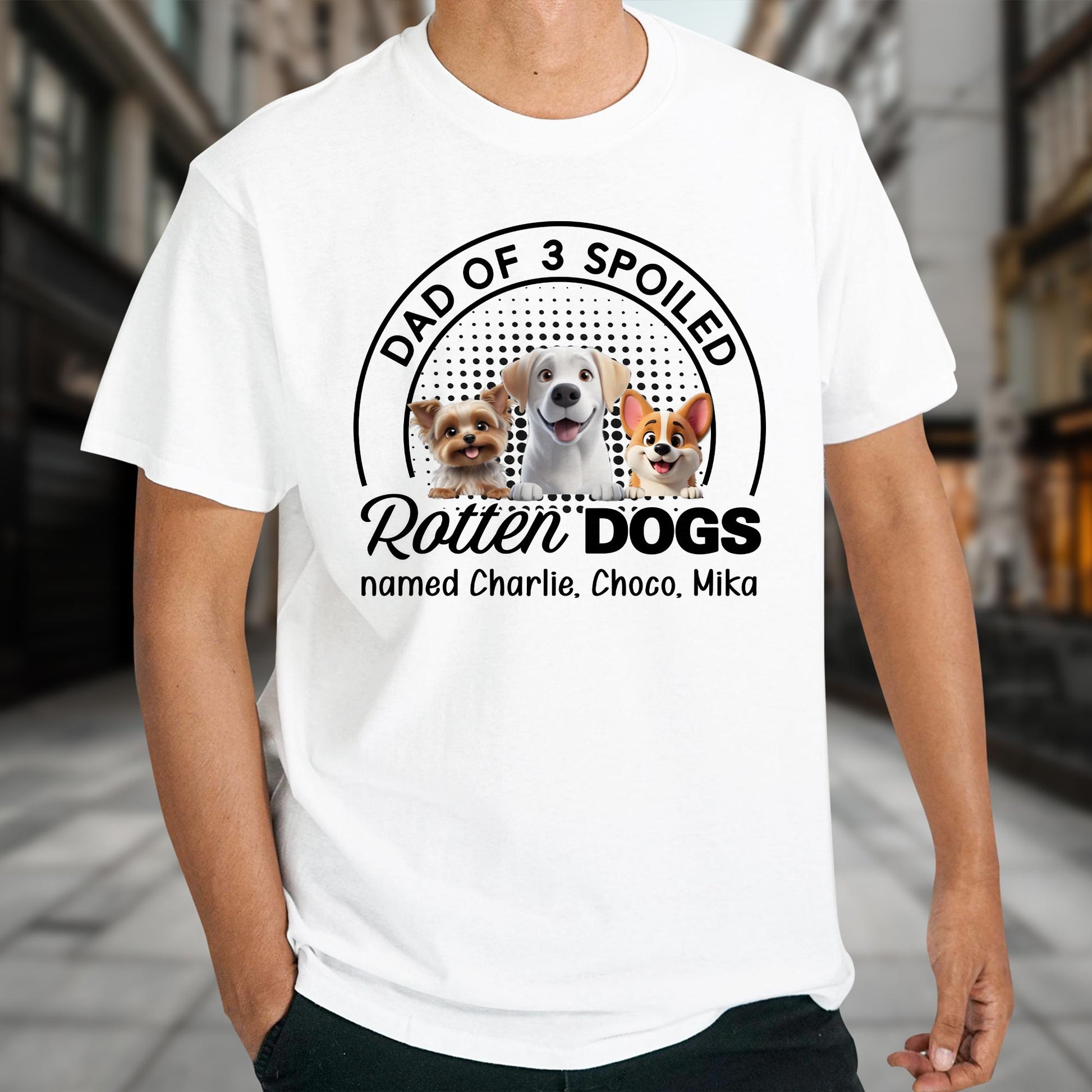 Dad Of 3 Spoiled Rotten Dogs Featuring Cute Dog Graphics