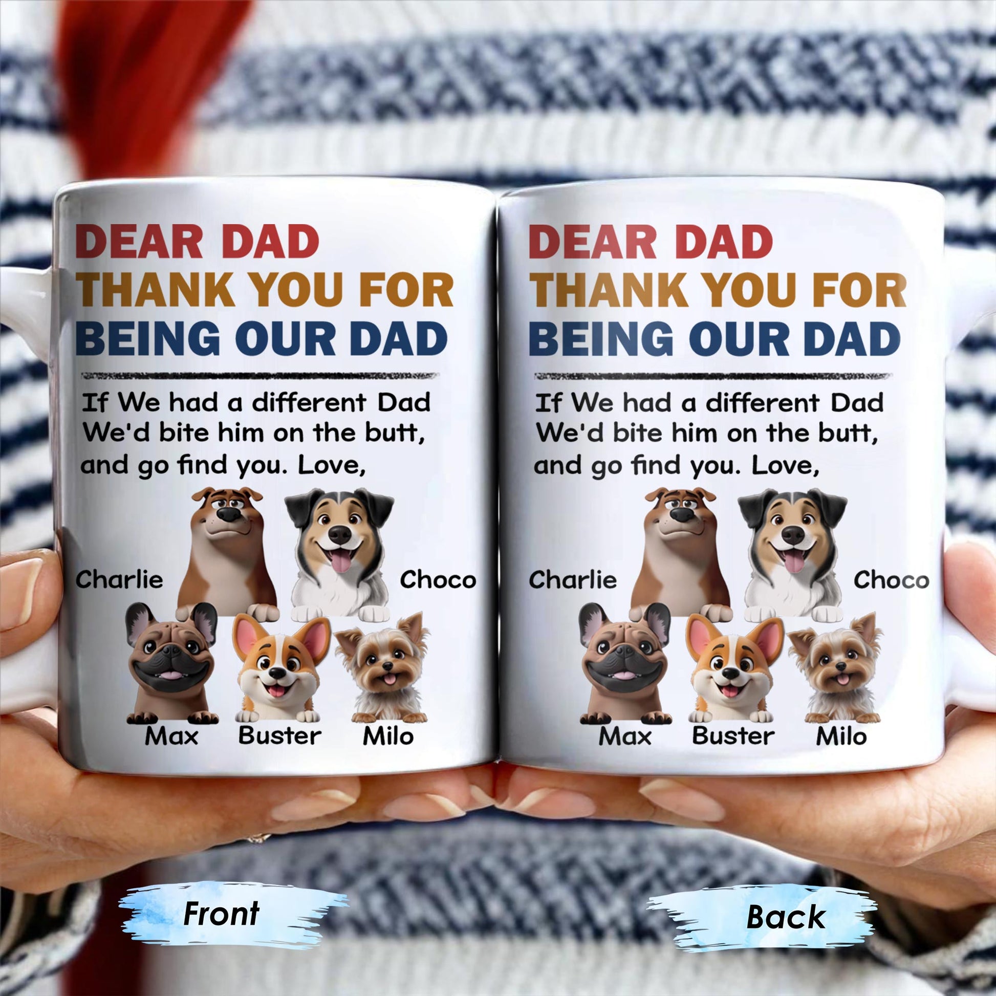 Dear Dad Thank You For Being Our Dad, Dogs Illustration