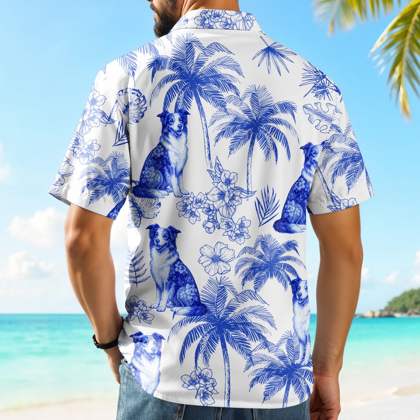 Enjoy Summer With Your Furry Friend, Palm Trees And Flowers