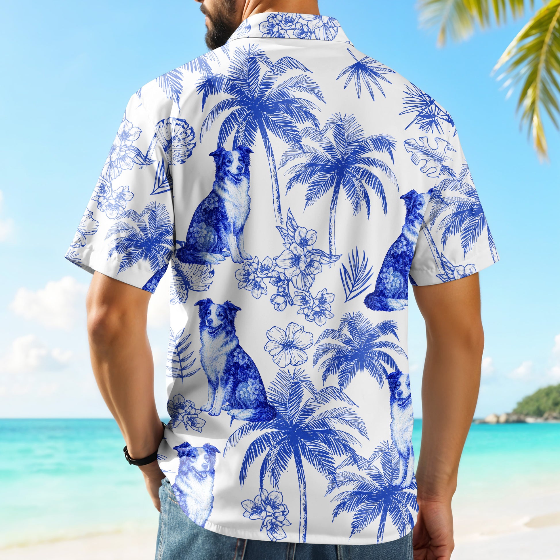 Enjoy Summer With Your Furry Friend, Palm Trees And Flowers