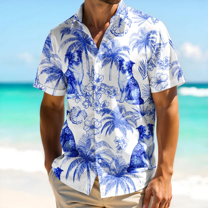 Enjoy Summer With Your Furry Friend, Palm Trees And Flowers