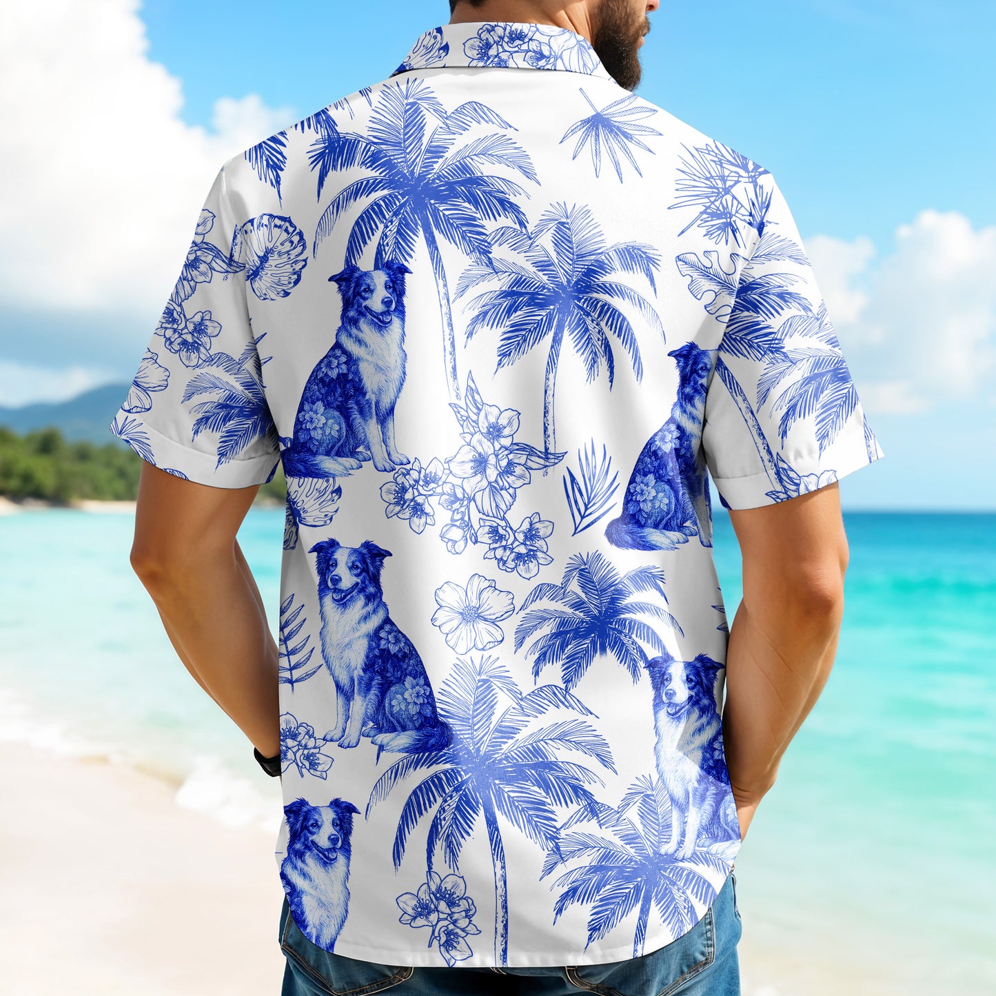 Enjoy Summer With Your Furry Friend, Palm Trees And Flowers