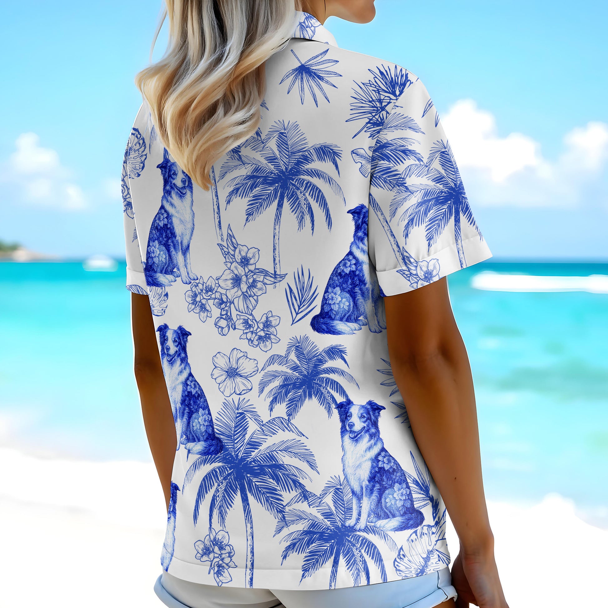 Enjoy Summer With Your Furry Friend, Palm Trees And Flowers