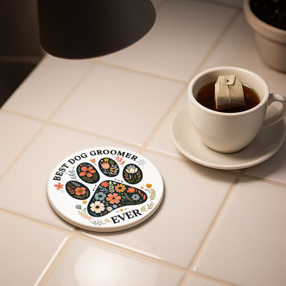 Best Dog Groomer Ever With Paw Prints And Flowers