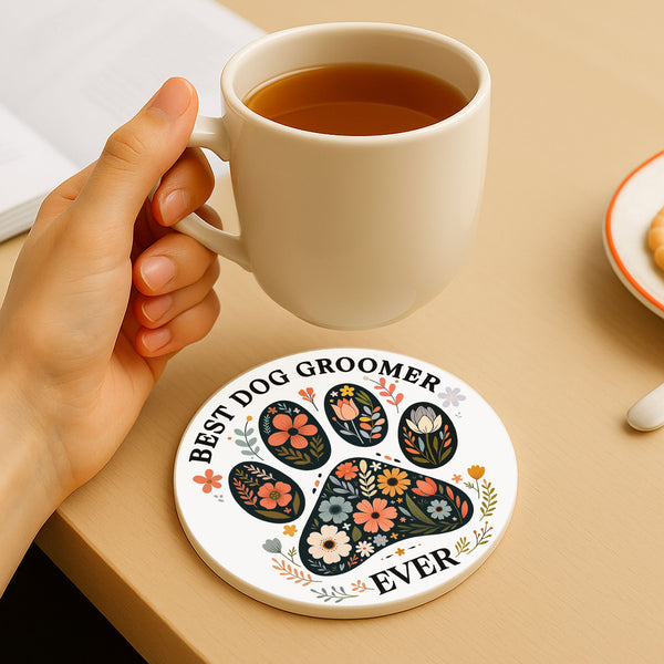 Best Dog Groomer Ever With Paw Prints And Flowers