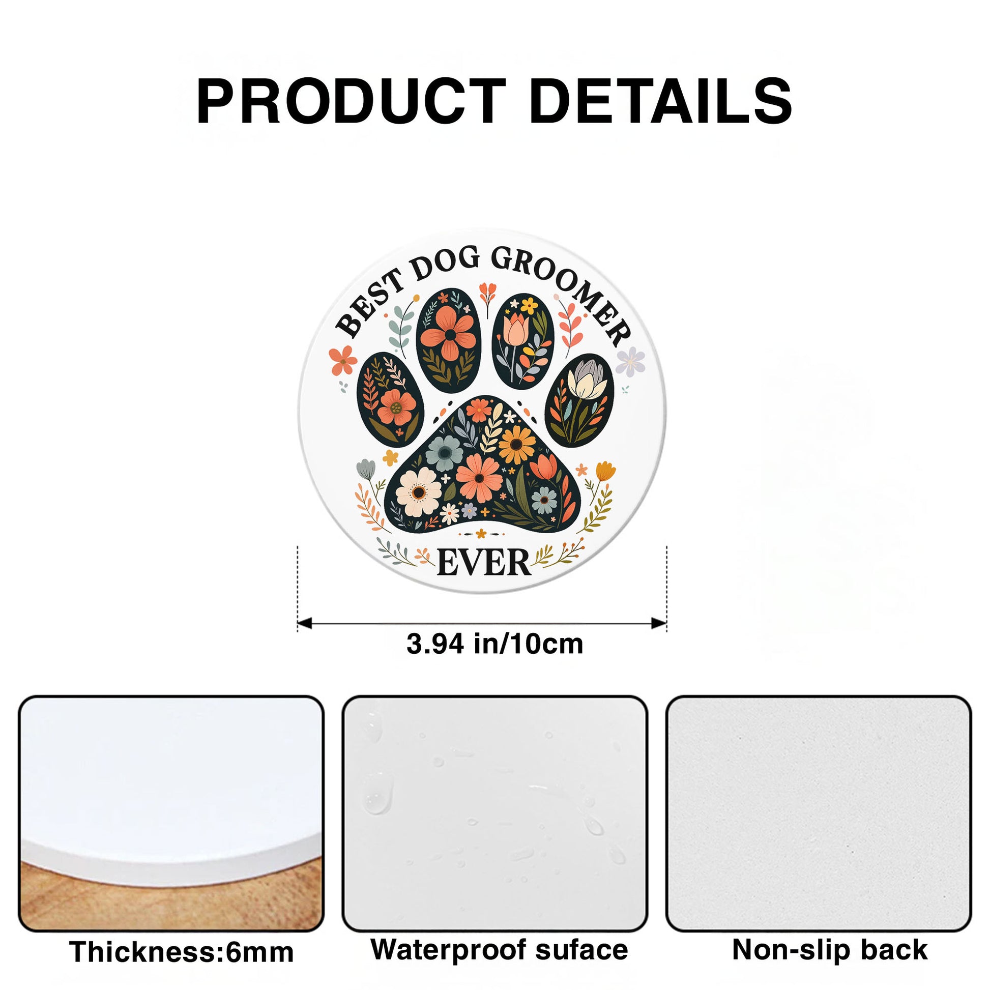 Best Dog Groomer Ever With Paw Prints And Flowers