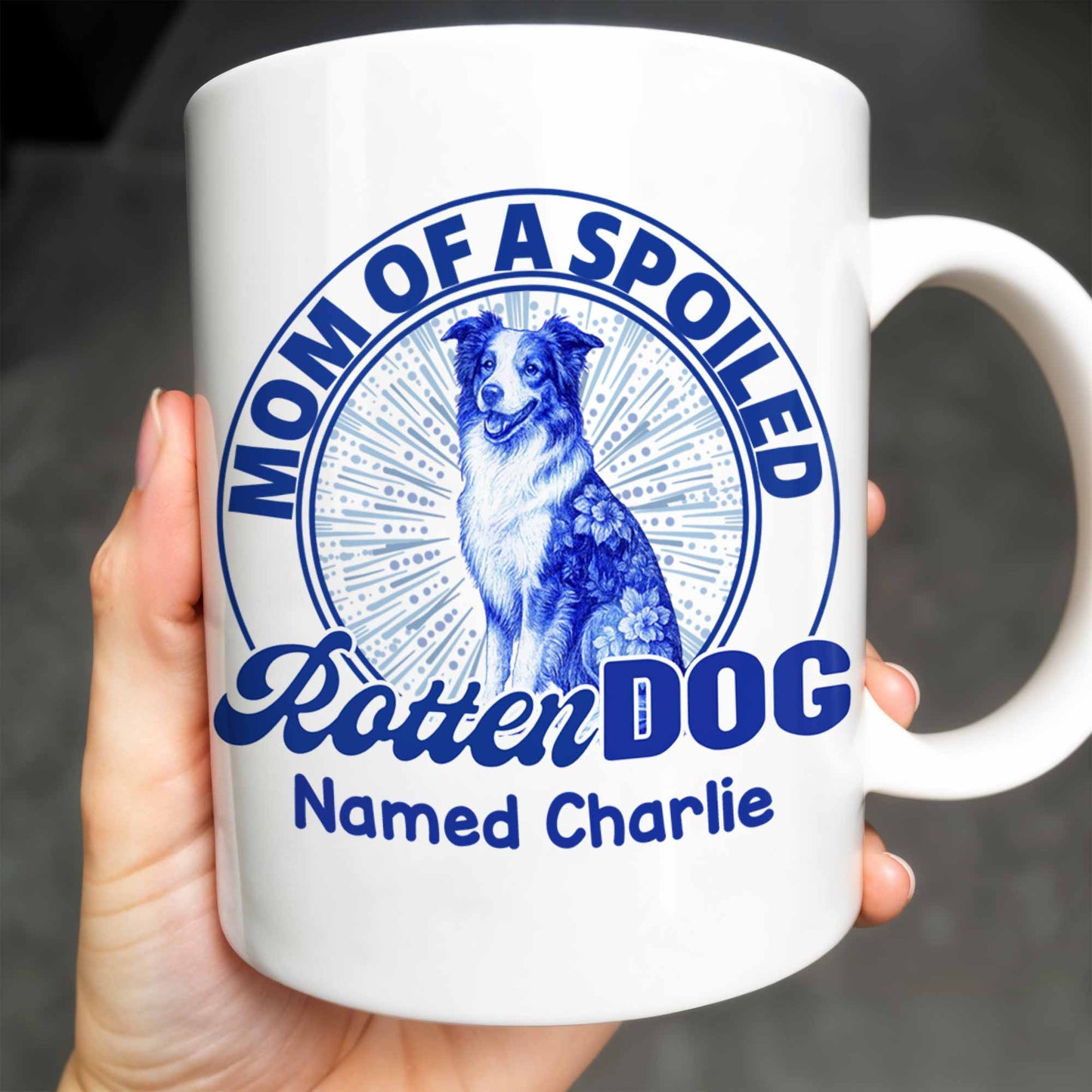 Mom Of A Spoiled Rotten Dog with Floral Pattern