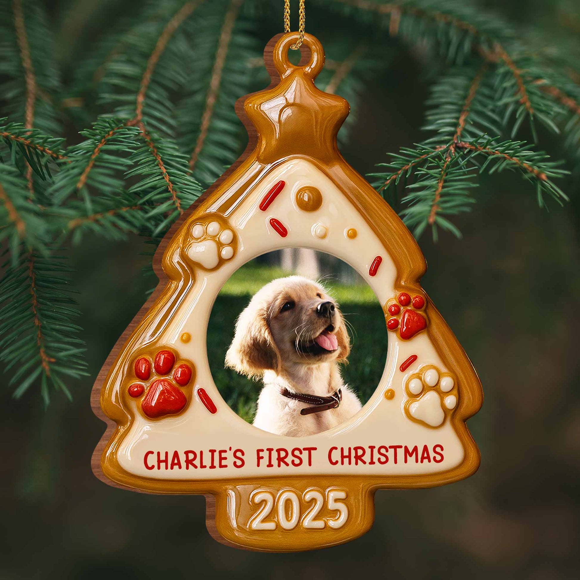 Your Pet's First Christmas, Paw Prints And Festive Decor
