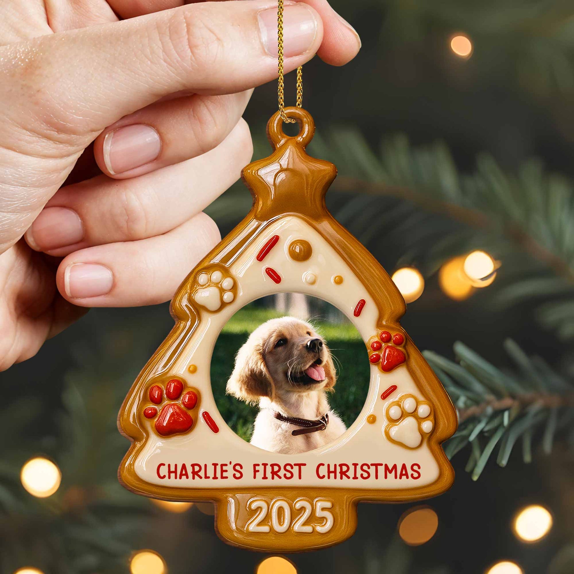 Your Pet's First Christmas, Paw Prints And Festive Decor